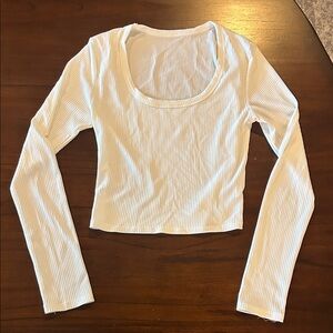 SHEIN White Ribbed Scoop Neck Bodysuit